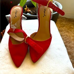 Qupid high heels 👠. US 7.5/ Red. Pretty much new.